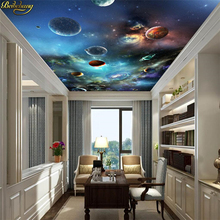 Beibehang солнечная система планет потолок обои для стен Минималистичная спальня гостиная ТВ фон абстрактная 3D Роспись стены бумага 2024 - купить недорого
