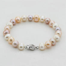 Wedding Bridal Gifts 100% real natural freshwater pearl bracelet brass clasp white pink black genuine pearl bead bracelet woman 2024 - buy cheap