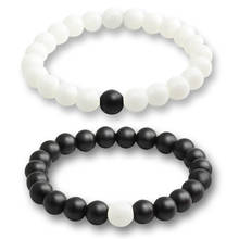 Matte Black and White Beads Couples Distance Bracelets Love Powder Pink Crystal Natural Stone Bracelet Men Women Yoga Jewelry 2024 - buy cheap