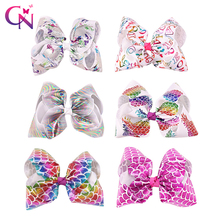 CN 7"  Hair Bows With Hair Clips For Girls Kids Metalic Pineapple Letter Jumbo Bows Hairgrips Hair Accessories 2024 - buy cheap