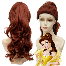 Beauty and the Beast Bella Long Wavy Ponytail Wig Cosplay Costume Synthetic Hair Perucas Halloween Costume Party Wigs For Women 2024 - buy cheap