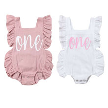 Newborn Infant Baby Girls Boys Romper Clothes Ruffles Sleeveless ONE Letter Print Outfit Summer Jumpsuit Playsuit 2024 - buy cheap