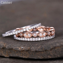 3pcs/set Dainty Ring Set for Women Rose Gold Filled Ring Bridal Retro Wedding Band Promise Engagement Rings For Women New 2024 - buy cheap