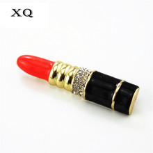 Free shipping The new drop glaze enamel lipstick pectoral flower brooch The new unique popular banquet 2024 - buy cheap