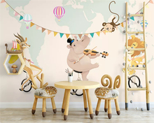 Beibehang-papel tapiz de pared 3d personalizado, pintado a mano, globo de aire caliente de animal de cielo azul, nórdico, Fondo de sala de estar para niños 2024 - compra barato