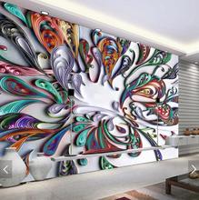 Papel de parede floral abstrato com flores 3d, fundo de parede para quarto, arte criativa 2024 - compre barato