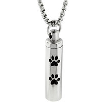 Collar de cremación para cenizas, urna conmemorativa con estampado de pata de perro/gato, grabado, joyería, pérdida de recuerdo de Mascota, JJ001 2024 - compra barato