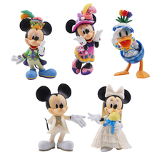 Boneco da disney com 5 peças, personagens mickey mouse, minnie, princesas donald unisex, kawaii, para crianças, presente de aniversário 2024 - compre barato