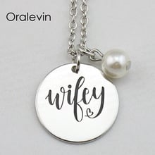 Newest Fashion WIFEY Inspirational Hand Stamped Engraved Custom Pendant Necklace for Women Gift Jewelry,10Pcs/Lot, #LN1874 2024 - buy cheap