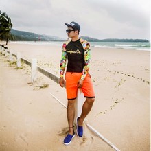 Men Water Sports Rash Guards UPF50+ Anti-UV Quick-drying Swimsuit 2018 Men Separate Long Sleeve Print Beach Surfing Swimsuits 2024 - buy cheap