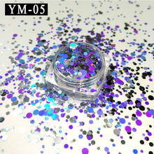 YM-05-1Box  1mm 2mm 3mm Siver&purple&blue Glitter Nail Holographic Glitter Acrylic Glitter Mixes Holo Sequins Round Glitter 2024 - buy cheap