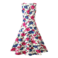 Printing Vintage Summer Dress New Women Sleeveless Large Swing Sexy Party Dress 2024 - buy cheap