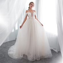 Простое Недорогое Платье принцессы, а-силуэта, для свадьбы, с вырезом, с открытыми плечами, белый цвет, цвета слоновой кости, в наличии, свадебные платья 2019 2024 - купить недорого