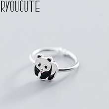 Anel de urso panda verdadeiro cor boêmia, joias femininas, punk, vintage, anel de dedo, noivado, presente para festa 2024 - compre barato