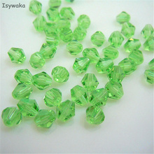 Isywaka venda luz verde 6mm 48 pçs bicone áustria contas de cristal charme grânulos de vidro solto espaçador grânulo para diy jóias fazendo 2024 - compre barato