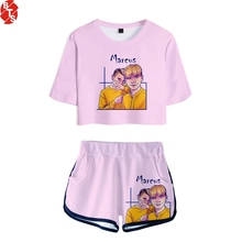 Marcus & Martinus-Conjuntos de dos piezas con estampado 3D para mujer, Tops cortos de manga corta y pantalones cortos, ropa informal Sexy para chicas 2024 - compra barato