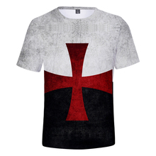 Camiseta de caballero templario para hombre, camisa blanca 3D de verano, transpirable, con cuello redondo, manga corta, estampado de marca templaria, ropa de calle para niño 2024 - compra barato