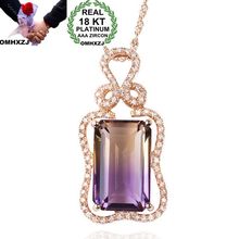 OMHXZJ Atacado Europeia Mulher Fashion Girl Festa de Casamento Presente NA125 18KT Turmalina AAA Zircão Rosa Colar de Pingente de Ouro 2024 - compre barato