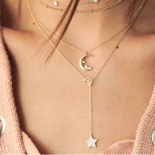 Tocona Vintage Bohemia Multilayer Star Moon Crystal Long Pendant Necklace For Women Gold Color Clavicular chain Jewelry 5813 2024 - buy cheap