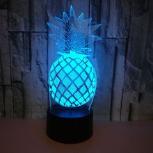 Ананас 3D Led ночник 7 цветов Изменение Usb настольная лампа Usb Фрукты 3d лампа для домашнего декора 2024 - купить недорого
