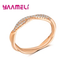 Alta qualidade moda micro inlayed cruz anéis para o casamento feminino zircão cúbico cristal 925 prata esterlina anel rosa cor do ouro 2024 - compre barato