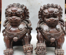 xd 00505 15"lucky Chinese Feng Shui Pure Bronze Foo Fu Dog Guardion Lion Ball Pair Statue 2024 - buy cheap