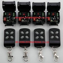 Sistema de interruptor por controle remoto sem fio lente 10a 1channe rf com 4 transmissores e 4 receptores código de aprendizagem