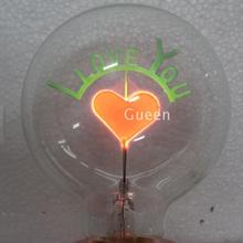 Bombilla halógena Edison Retro, luz de filamento (I love you), decoración de bombilla de corazón dulce, paquete de 6 G80 E27 2024 - compra barato