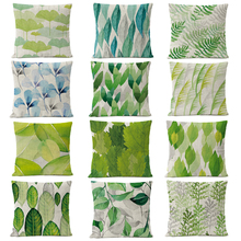 Home Decorative Pillows Watercolor Green leaves Plants Pillow Cushion Covers Leaf Linen Pillow Case flower Cushion Cover 2024 - buy cheap