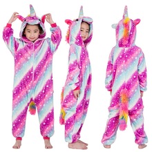 Pijama infantil de flanela, pijama para crianças do inverno kugurumi unicórnio macacão para halloween pijama de menino e menina 2024 - compre barato