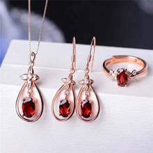 Color jewelry Natural Garnet Necklace Earrings Ring Pendant Jewelry Set Jewelry 925 silver inlaid jewelry 2024 - buy cheap