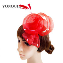 Elegant Red Rhinestone Fascinators for Wedding Hair Accessories Bridal Hats Party Headwear Cocktail Hats Headbands Cute SYF241 2024 - buy cheap