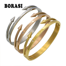 New Arrival Brand Conical Arrows Cubic Zirconia Stone Bracelets & Bangles Gold Color "Eternal love" Nail Cuff Bracelet For Women 2024 - buy cheap