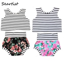 Seartist Baby Girls Summer Clothing Sets T Shirt+Shorts Bebes Floral Stripes Shorts Suits Kids Suits Baby Girl Clothes 2019 35 2024 - buy cheap