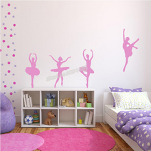 Four girls Ballet Dancers Wall Sticker Ballerina Ballet Studio Sport decor Decal Kids Nursery Baby room Poster wallpaper EB246 2024 - buy cheap