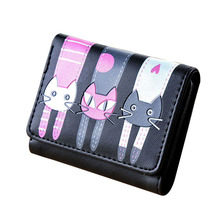 Fashion Lady Wallet PU Leather Hasp Short Women Purses Lovely Cat Moneybags Clutch Wallet Cards ID Holder Female Fold Burse Bags 2024 - buy cheap