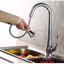 New brass copper single handle Swivel Pull out Spray Kitchen Sink Faucet Tap mixer chrome polished 2024 - buy cheap