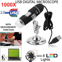 2MP USB цифровой микроскоп 8LED 1000X эндоскоп + подставка устройство Портативный Ручной эндоскоп Черный видео в реальном времени 2024 - купить недорого