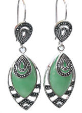 Factory direct  VINTAGE 925 STERLING  NANTURAL GREEN  MARCASITE EARRINGS real Natural gem stone 925  Ladies Jewelry 2024 - buy cheap