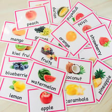 28Pcs Fruit Series Infant Early Kids Montessori English Word Pocket Flash Cards Puzzle Game Early Learning Educational Toys 2024 - buy cheap