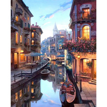 Разноцветная Алмазная Вышивка Венеция-город на воде вид 5d diy Алмазная картина полностью квадратная мозаика Стразы Z581 2024 - купить недорого