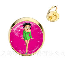 16mm Round Glass Cabochon Handmade Betty Boop Adjustable Rings For Women Girls Party Favor Ring Jewelry Best Gifts 2024 - buy cheap
