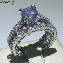 Choucong oco conjuntos de anel do vintage 5a zircon cz 925 prata esterlina noivado anéis de banda de casamento para mulheres moda masculina jóias 2024 - compre barato