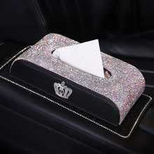 Car Tissue Box Bling Crystal Leather Paper Towel Cover Case Holder Women Universal Box Cover for Home Office Car Accessories 2024 - buy cheap