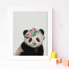 Panda Cub Print Girls Nursery Wall Art Decor Woodland Animals With Flower Crown Art Canvas Painting Nordic Poster Decoration 2024 - buy cheap