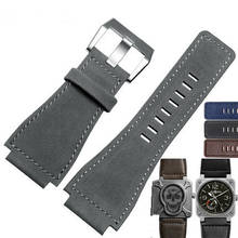 34mm*24mm Grey Blue Brown Watch Band Leather 3mm Thick Strap Belt Silver Black Pin Tongue Buckle 2024 - buy cheap