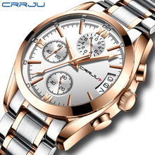 New Crrju Watches Men Luxury Brand Sport Quartz Full steel Watch Man Waterproof Military Wrist watches Men Fashion black Clock 2024 - buy cheap