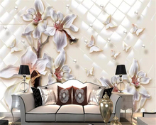 Papel de pared de beibehang papel pintado 3d mural personalizado Rosa papel tapiz en relieve magnolia 3d papel tapiz TV papeles tapiz decoración del hogar 2024 - compra barato