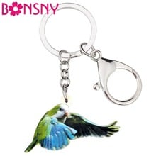 Bonsny Acrylic Myiopsitta Monachus Bird Key Chain Keychains Rings Fashion Pet Jewelry For Women Girls Lovers Gift Accessories 2024 - buy cheap