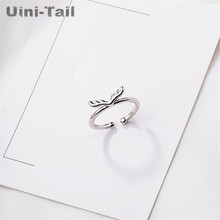 Uini-tail-Anillo de Plata de Ley 925 con forma de cornamenta, joyería de alta calidad, simple, creativo, regalo de Navidad 2024 - compra barato